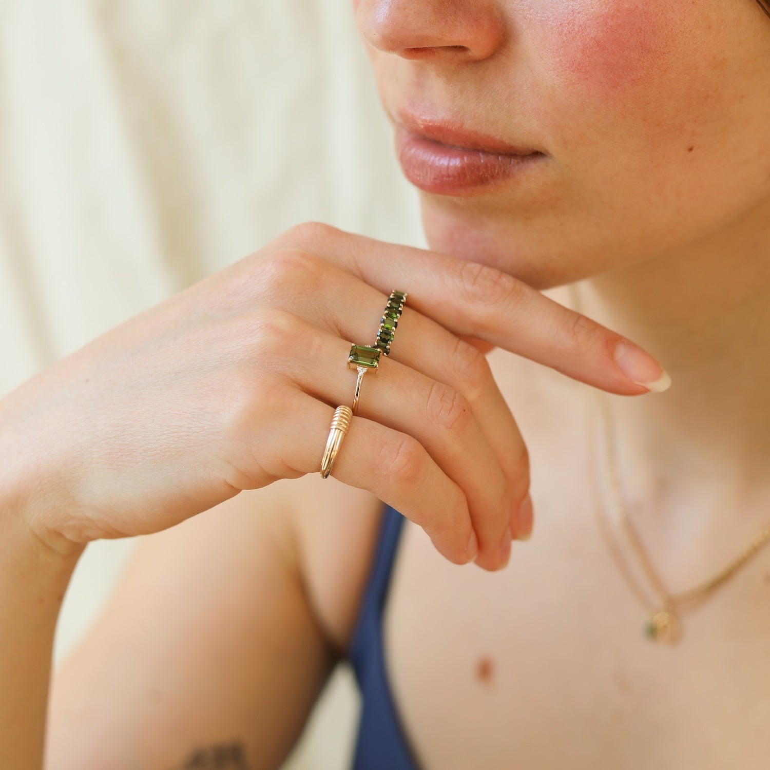 Sam Square Tourmaline Diamond ring | 9K