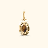 Alex Tiger Eye pendant van gold plated brass met ovale tijgeroog steen – Josephina Jewelry